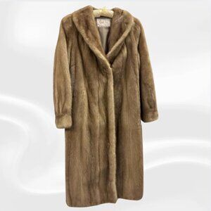 Vintage Mitchell Fur Co. Genuine Mink Full-Length Coat, Brown, Satin Lining